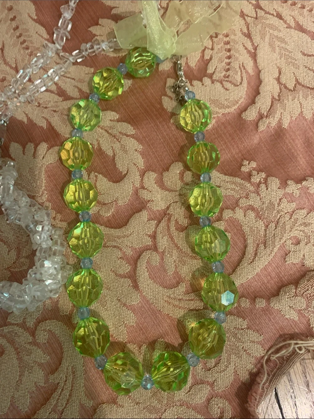 Lot of  Beaded Statement Necklaces Set with Matching Earrings brooches green